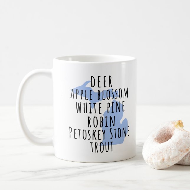 Caneca de Café Símbolos do Estado de Michigan Mitt (Com Donut)