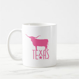 Caneca De Café Símbolos do Texas, Longhorn, rosa