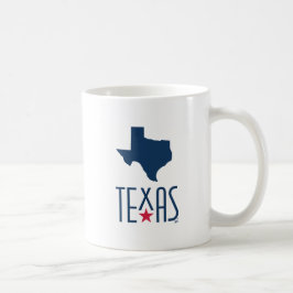 Caneca De Café Símbolos do Texas, Texas, azul naval