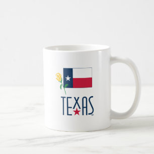 Caneca De Café Símbolos do Texas, Texas Flag e Yellow Rose