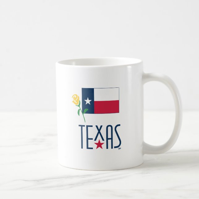 Caneca De Café Símbolos do Texas, Texas Flag e Yellow Rose (Direita)