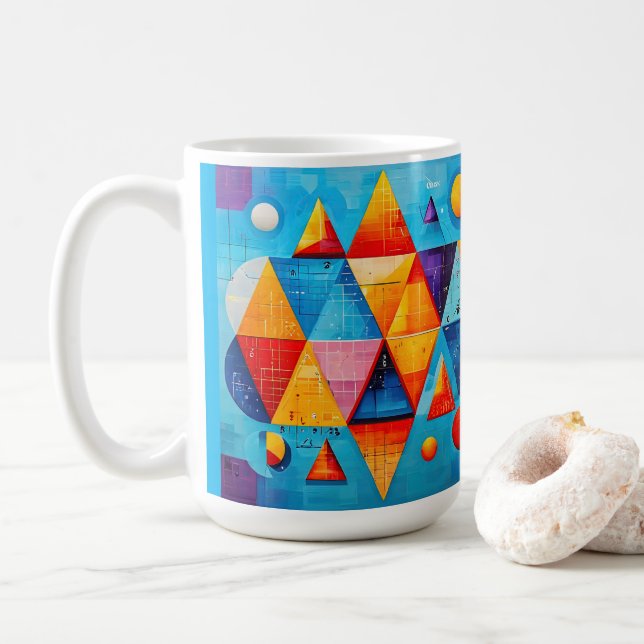 Caneca De Café Símbolos Geométricos Abstrato #09 (Com Donut)