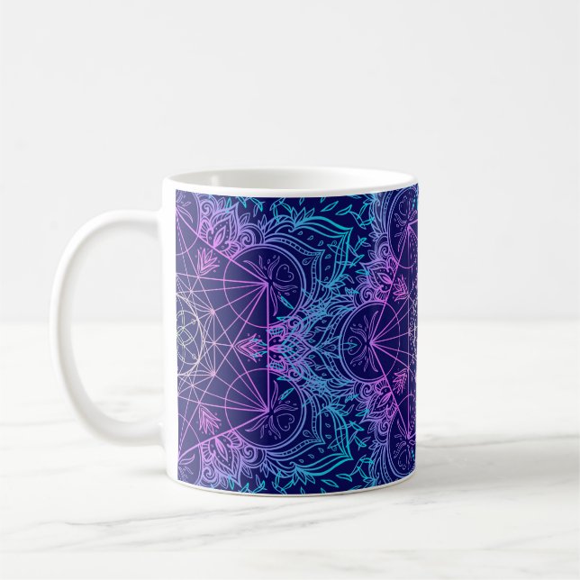Caneca De Café Símbolos Geométricos Sagrados em Mandala sem solda (Esquerda)