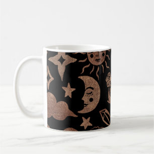 Caneca De Café Símbolos místicos: cobra, sol, lua.
