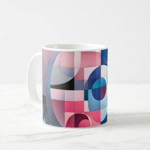 Caneca De Café Simetria Celestial: Formas Geométricas Blues e Ros