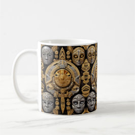 Caneca De Café Simetria Estelar Asteca: Padrão Cósmico