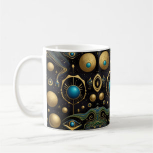 Caneca De Café Simetria Estelar Aztec: Padrão Cósmico