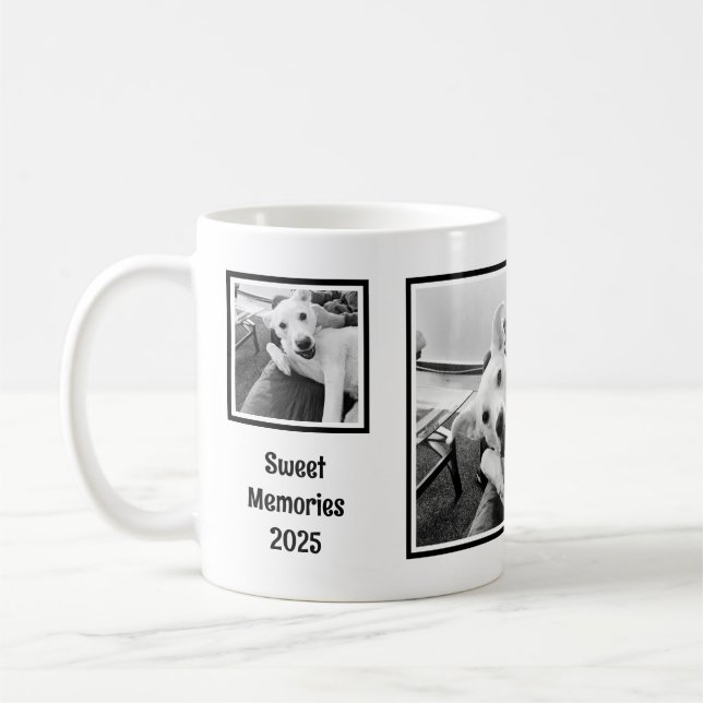 Caneca De Café Simple Black and White Three Photo Minimalist 2025 (Esquerda)