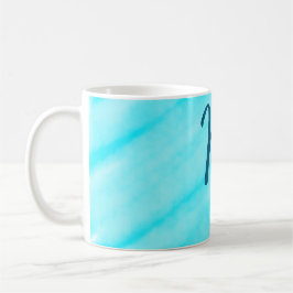 Caneca De Café simple blue whi watercolor lines add your monogram