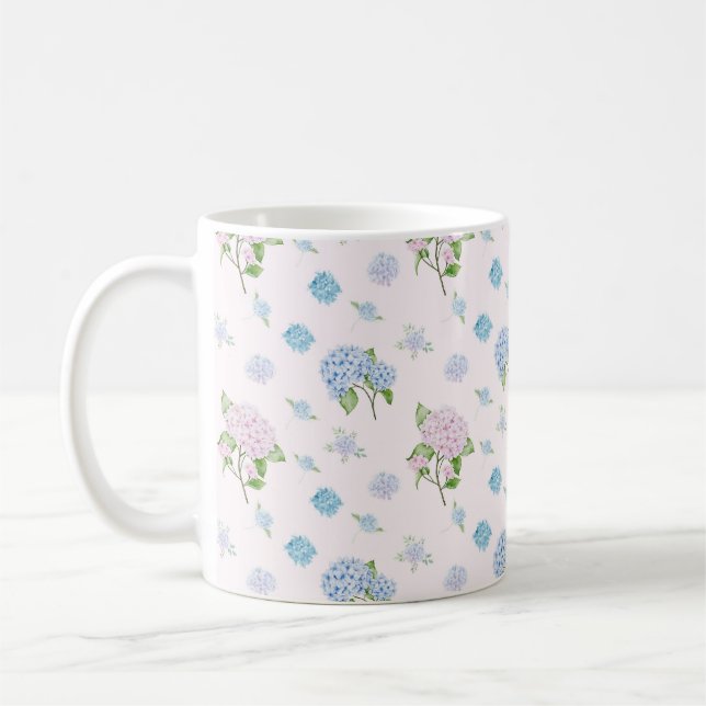 Caneca De Café Simple Elegant Watercolor Hydrangea Flowers (Esquerda)