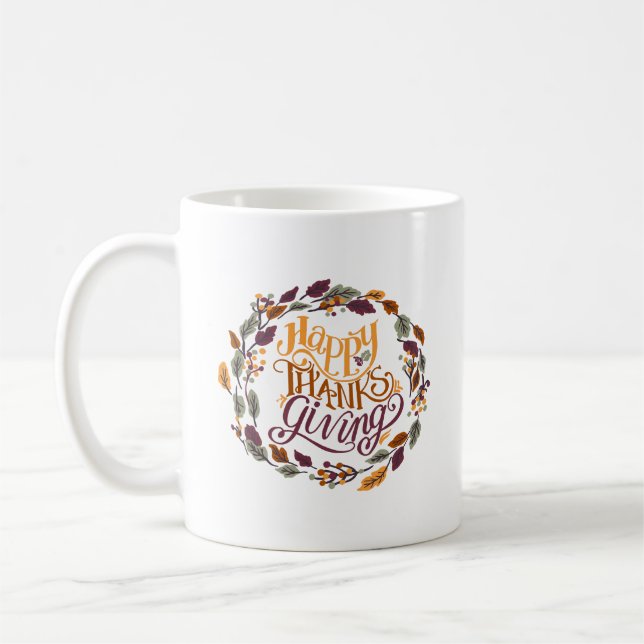 Caneca De Café Simple Gratitude Beautiful Happy Thanksgiving Cute (Esquerda)