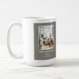 Caneca De Café Simple Sage Green Christmas Photo