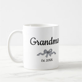Caneca De Café Simple Script Bow Grandma Est. Year