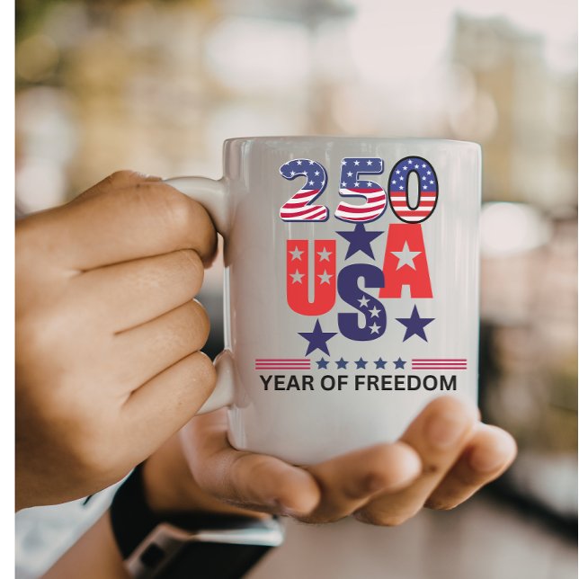 Caneca De Café Simples 250º independência dos EUA patriótico 4 de (Criador carregado)