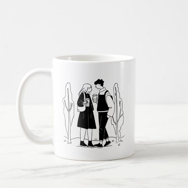 Caneca De Café Simples Amor Simplicidade Casal Café Bonito (Esquerda)