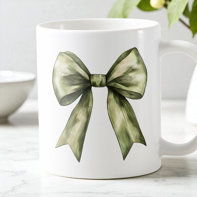 Caneca De Café Simples Arco Russo Moderno e Russo Oleícola Verde (Olive Green Bow Modern Rustic Minimalist Simple Coffee Mug)