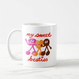 Caneca De Café Simples Brincadeira Três Besties Doces Coloridas