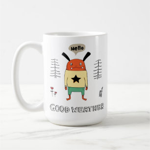 Caneca De Café Simples Cartoon Monster Cheerful Quirky