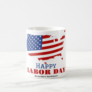 Caneca De Café Simples Dia do Trabalho Elegante com bandeira dos 