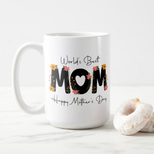 Caneca De Café Simples Melhor Mãe do Mundo Dia das Mães Caligrafi