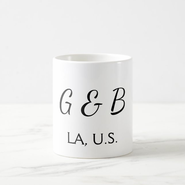 Caneca De Café SIMPLES MINIMAL adicione o nome do casal texto do  (Centro)