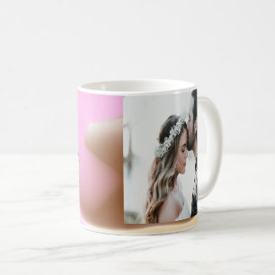 Caneca De Café simples minimal adicione sua foto de nome rosa ama