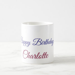 Caneca De Café SIMPLES MINIMAL.CUTIE ADICIONE NOME BEBÊ feliz ani