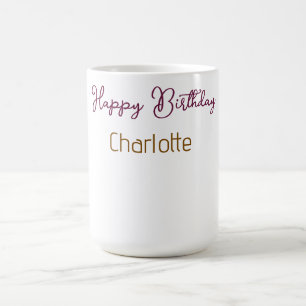 Caneca De Café SIMPLES MINIMAL.CUTIE ADICIONE NOME BEBÊ feliz ani