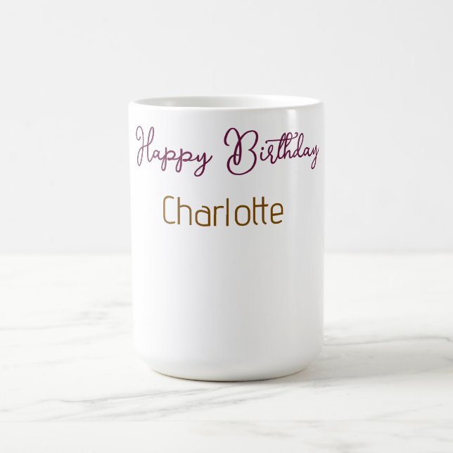 Caneca De Café SIMPLES MINIMAL.CUTIE ADICIONE NOME BEBÊ feliz ani (Centro)