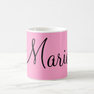 Caneca De Café simples minimal rosa claro adicione o seu nome fem