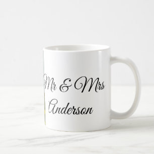Caneca De Café Simples minimal sr e sra adicione seu nome foto ca