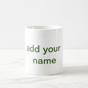 Caneca De Café Simples minimal verde adicione seu texto nome foto