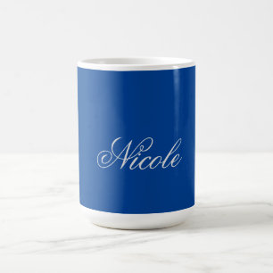 Caneca De Café Simples Mínimo Nome Próprio Manuscrito Deep Blue