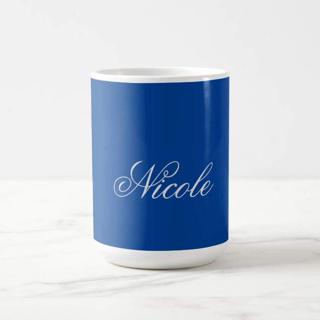 Caneca De Café Simples Mínimo Nome Próprio Manuscrito Deep Blue (Centro)