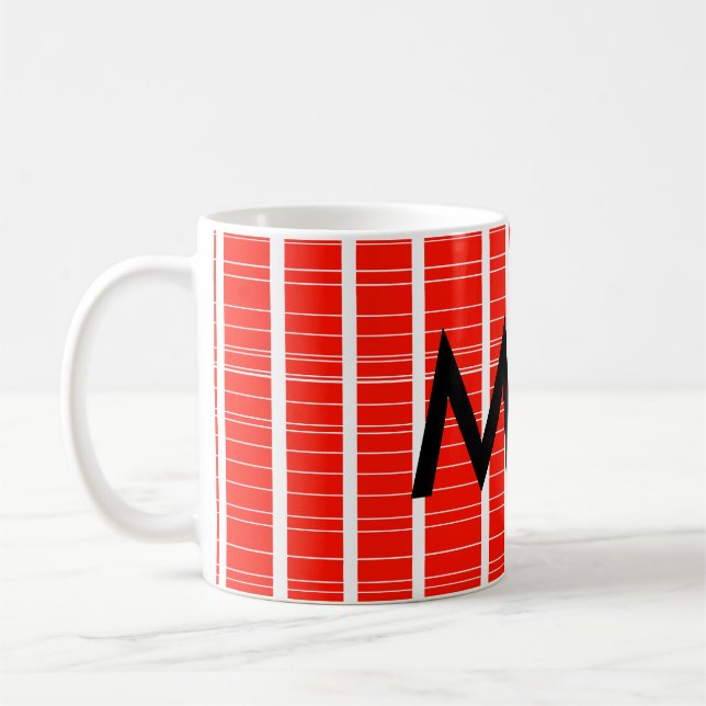 Caneca De Café Simples monograma adicione seu nome com letra míni (Esquerda)