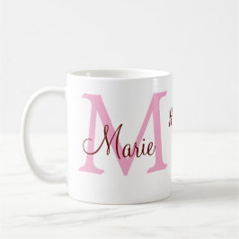Caneca De Café simples monograma mínimo de dia de as mães cor-de-