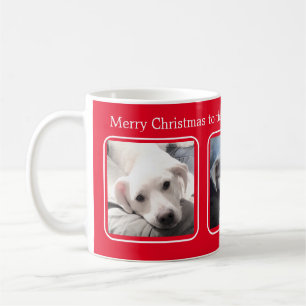 Caneca De Café Simples Natal Três Foto Vermelho e Branco