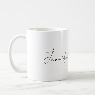 Caneca De Café Simples planície branca legante da caligrafia
