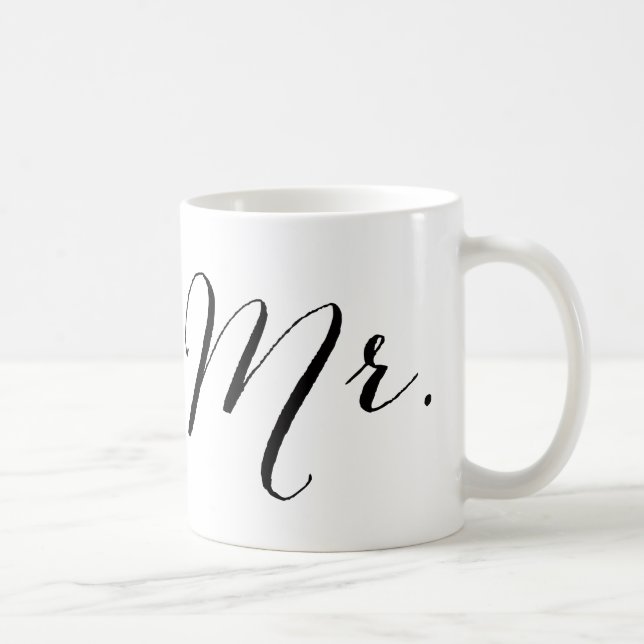 Caneca De Café Simples Sr. Script Na moda Modern Groom Wedding Gi (Direita)