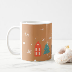 Caneca De Café Simples Tone da Terra Feliz Natal