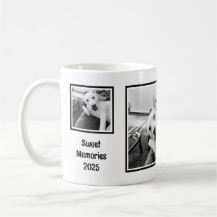 Caneca De Café Simples Três Fotos Preto e Branco Minimalista 2025