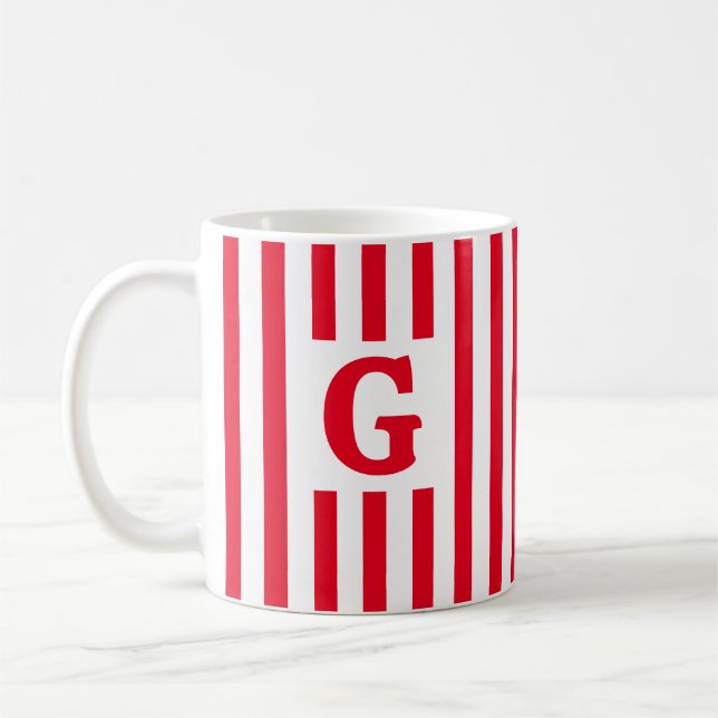 Caneca De Café Simples Vermelho e Branco Natal Inicial (Esquerda)