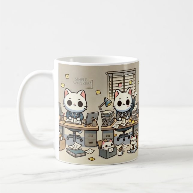 Caneca De Café Simples Whiskers Office Chaos Mug (Esquerda)