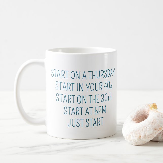 Caneca De Café Simplesmente Comece Encorajamento (Com Donut)