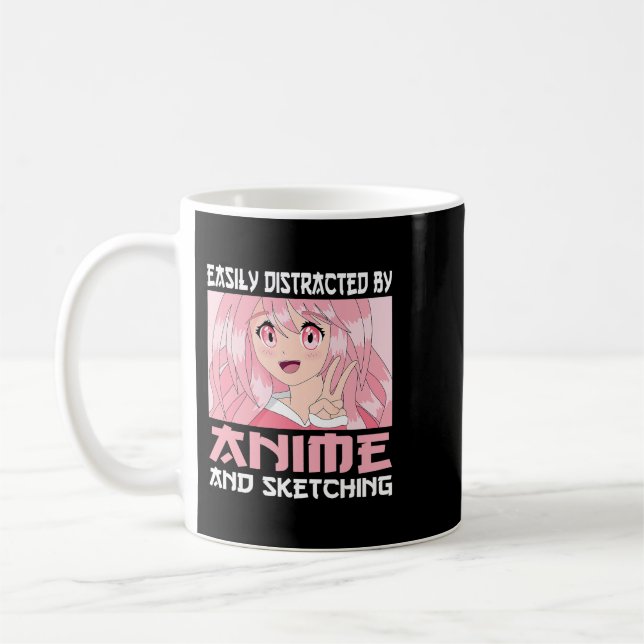 Caneca De Café Simplesmente Distraído Por Animes e Desenhando Jap (Esquerda)