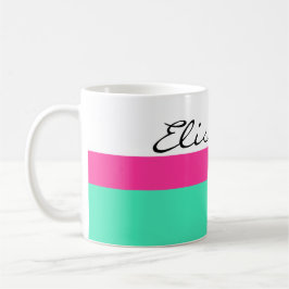 Caneca De Café Simplesmente Stripes hortelã rosa + seu nome / ide