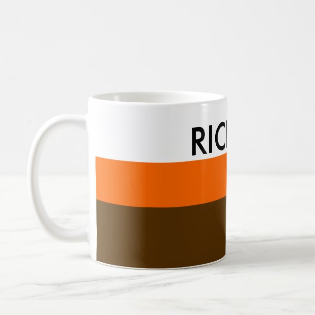 Caneca De Café Simplesmente Stripes laranja castanho + seu nome / (Esquerda)