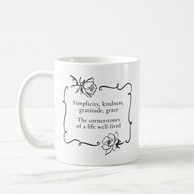 Caneca De Café Simplicidade, Bondade, Gratidão, Graça (Esquerda)