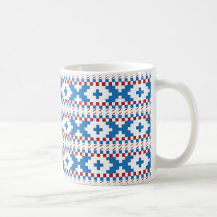 Caneca De Café Sinais antigos letões, arte folclórica azul, verme