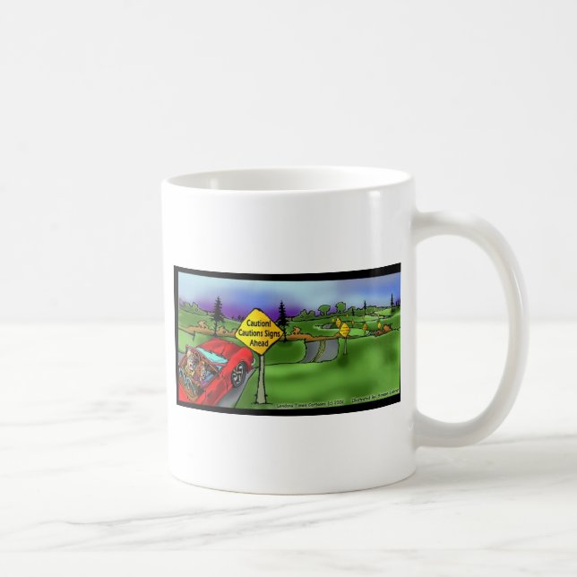 Caneca De Café Sinais de Cuidado Presentes Engraçados Camisetas & (Direita)